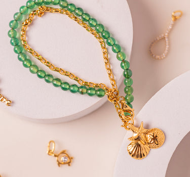 Green Onyx Seashell Link Bracelet