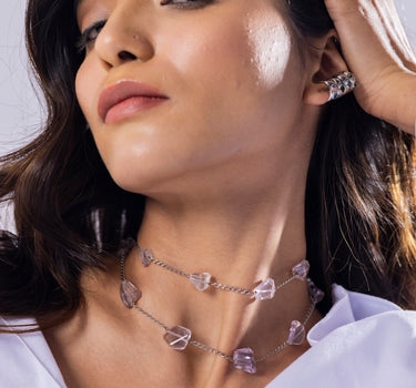 Pink Amethyst Pearl Necklace