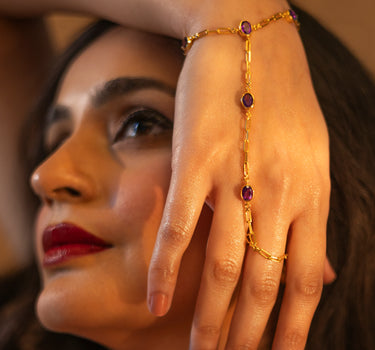 Amethyst Hand Chain Bracelet
