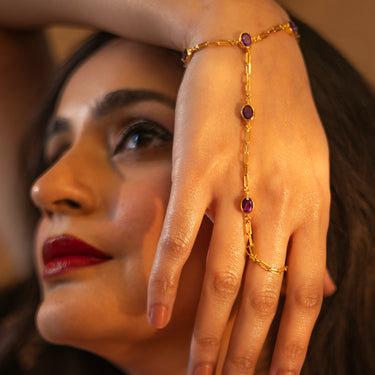 Amethyst Hand Chain Bracelet
