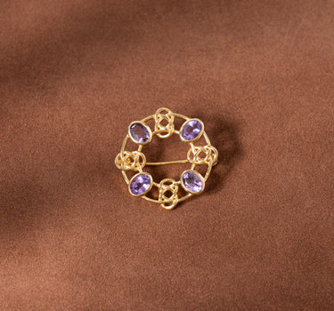 Amethyst Medallion Brooch