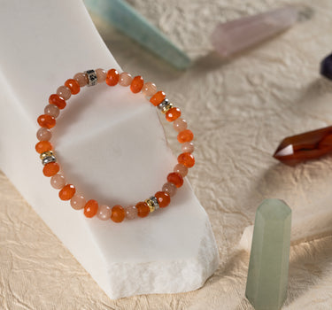 PMS Relief & Hormone Balance  Bracelet- Carnelian, Peach Moonstone Natural Stones