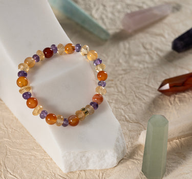 Digestion & Gut Balance Bracelet- Citrine, Carnelian and Amethyst Stones