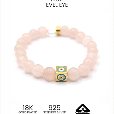 JANUARY- ROSE QUARTZ WITH EVIL EYE CHARM