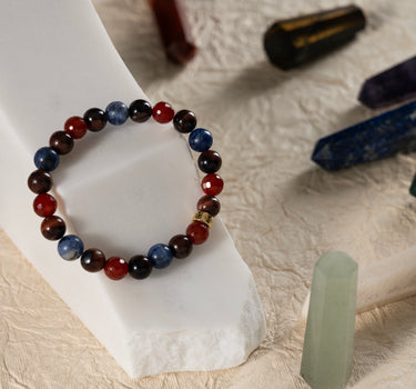 Metabolism & Wellness Boost Bracelet - Red Tiger Eye, Carnelian, Sodalite Natural Stones