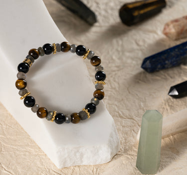 Protection Power Bracelet- Black Tourmaline, Tiger Eye, Labradorite Natural Stones