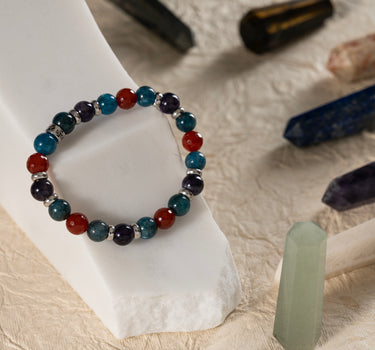 Weight Management & Fitness Bracelet- Apatite, Amethyst, Carnelian Natural Stones