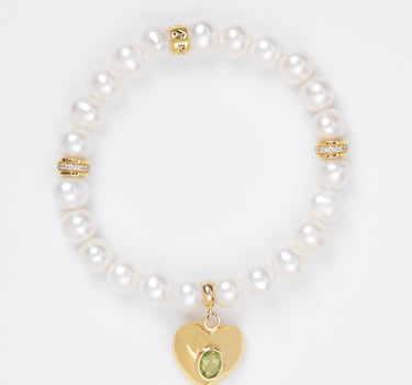 Pearl Bracelet with Heart Charm