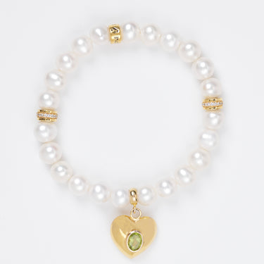 Pearl Bracelet with Heart Charm