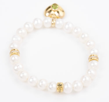 Pearl Bracelet with Heart Charm