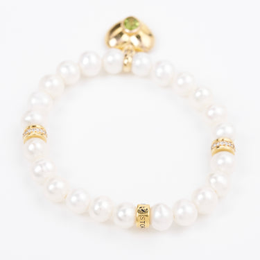 Pearl Bracelet with Heart Charm