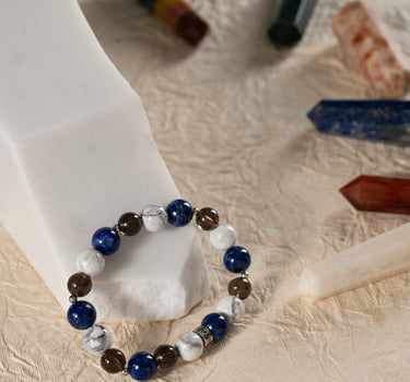 Calmness & Patience Bracelet- Howlite, Lapis Lazuli, Smoky Quartz Natural Stones