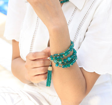 Verdant Elegance - Green onyx 5 line bracelet