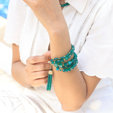Verdant Elegance - Green onyx 5 line bracelet