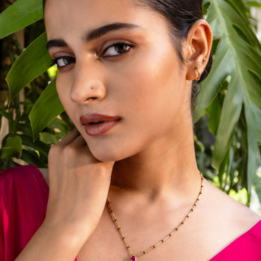 Ruby & White Topaz Mangalsutra Necklace