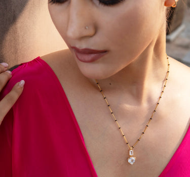 White Topaz & Clear Quartz Mangalsutra Necklace