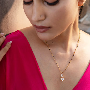 White Topaz & Clear Quartz Mangalsutra Necklace