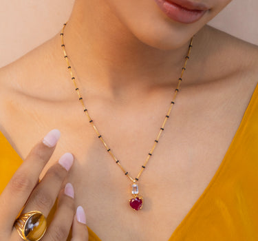Ruby & Clear Quartz Mangalsutra Necklace