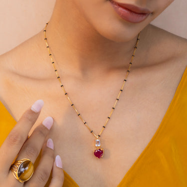 Ruby & Clear Quartz Mangalsutra Necklace