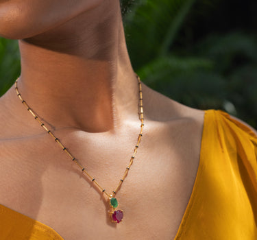 Ruby and Emerald Mangalsutra Necklace