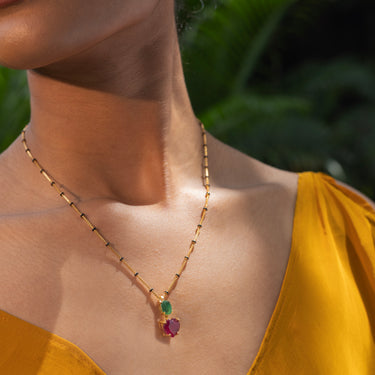 Ruby and Emerald Mangalsutra Necklace