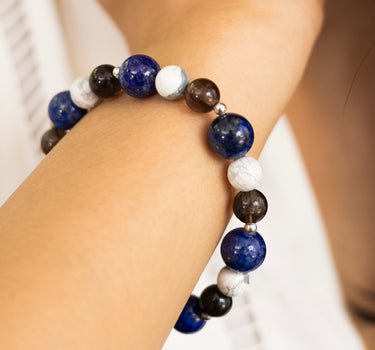 Calmness & Patience Bracelet- Howlite, Lapis Lazuli, Smoky Quartz Natural Stones
