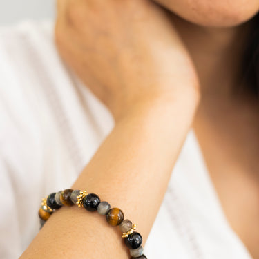 Protection Bracelet- Black Tourmaline, Tiger Eye, Labradorite-multi stone healing bracelet