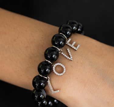 Love bracelet with Black Agate Stones