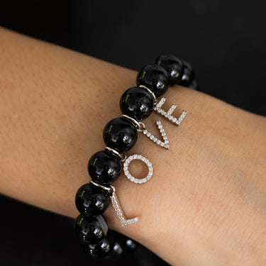 Love bracelet with Black Agate Stones