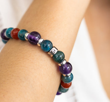 Weight Management & Fitness Bracelet- Apatite, Amethyst, Carnelian Natural Stones