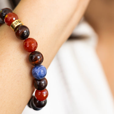 Metabolism & Wellness - Red Tiger Eye, Carnelian, Sodalite-multi stone healing bracelet