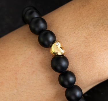 Black onyx matt with heart charm