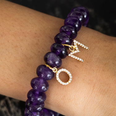 Om bracelet with Amethyst Rondelle stone