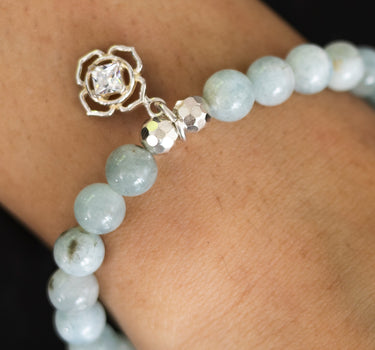 March- Aquamarine with flower charm