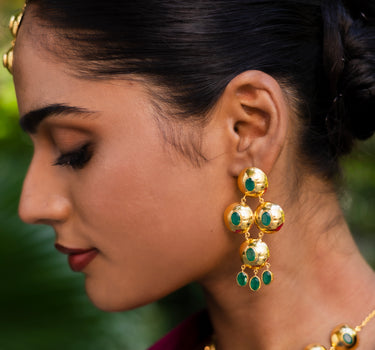 Halo Cascade Green Onyx Earrings