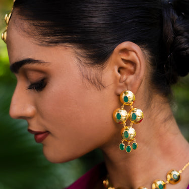 Halo Cascade Green Onyx Earrings