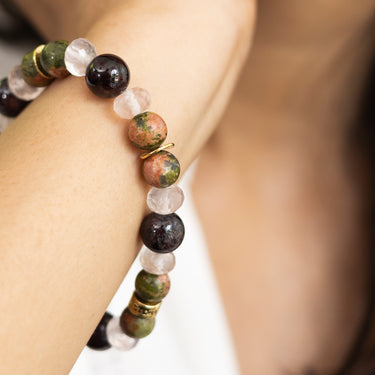 Attract Love : Rose Quartz, Garnet, Unakite