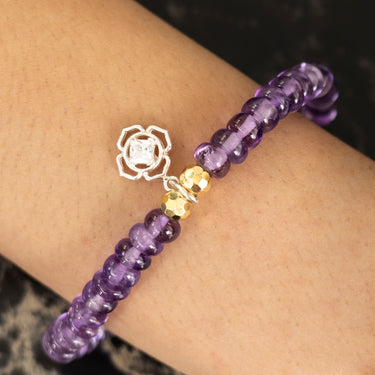 February-Amethyst with Flower Charm