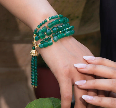 Verdant Elegance - Green onyx 5 line bracelet