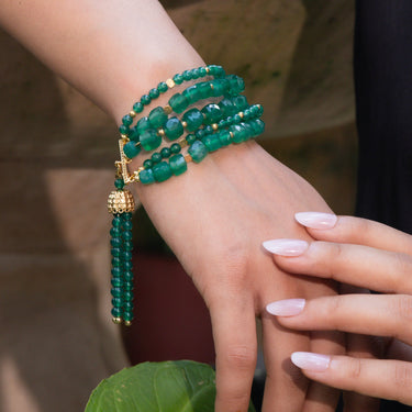 Verdant Elegance - Green onyx 5 line bracelet