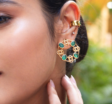 Green Onyx Medallion Earrings