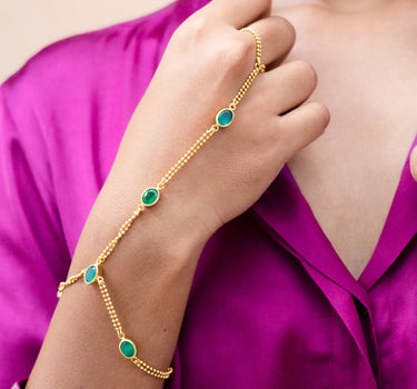 Green Onyx Hand Chain Bracelet