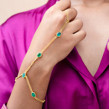 Green Onyx Hand Chain Bracelet