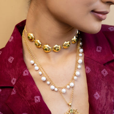 Golden Harmony Peridot Choker Necklace
