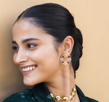 Amethyst Medallion Earrings