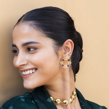 Amethyst Medallion Earrings