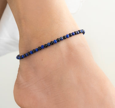 Lapis Lazuli & Black onyx multi stone anklet