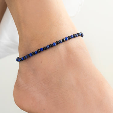 Lapis Lazuli & Black onyx multi stone anklet