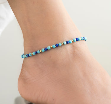 Turquoise & Lapis Lazuli multi stone anklet