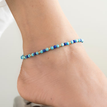 Turquoise & Lapis Lazuli multi stone anklet